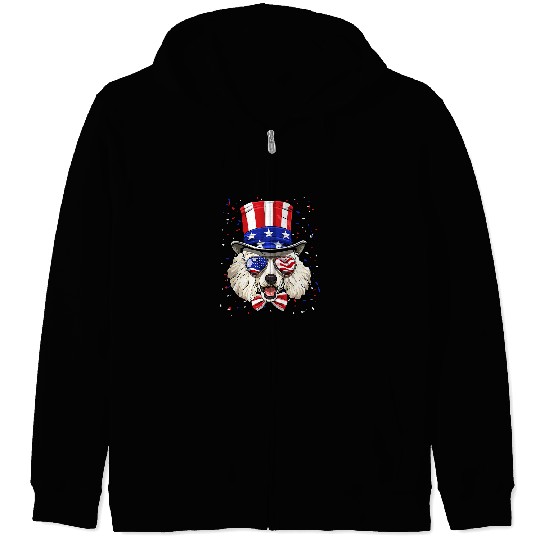 Poodles 4th of July Patriotic Poodle Merica USA Flag Poodle Lover 209 Poodle dog Zip Hoodies