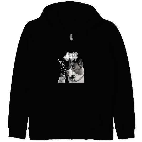 Akita Goth Puppy Punk Rock 80s Alternative Zip Hoodies