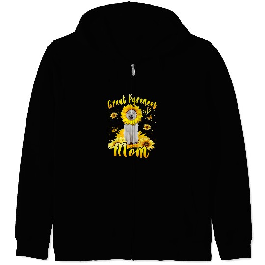 Sunflower Great Pyrenees Mom Dog Lover Mothers Day Gift Zip Hoodies