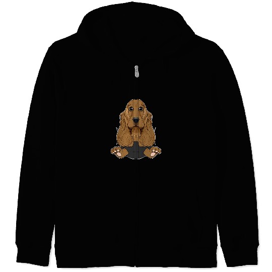 Dog Cocker Spaniel Puppy In Pocket I Cute Cocker Spaniel Zip Hoodies