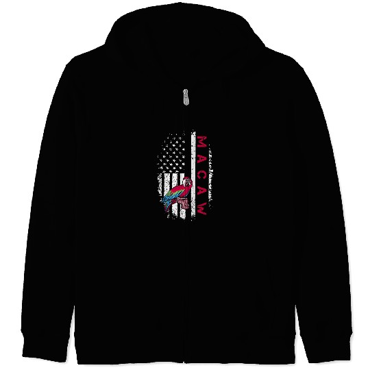 4th of July Design for a Patriotic Macaw Lover Zip Hoodies