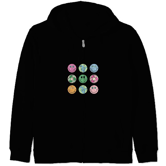 Earth Day Everyday Groovy Face Recycle Save Our Planet Zip Hoodies