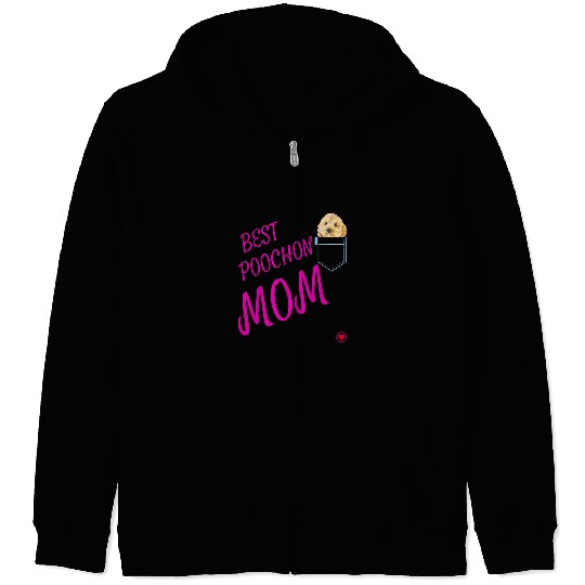 Poodles Poochon Mum in pocket Puppy Dog Lover Cute Poodle cross gift 133 Poodle dog Zip Hoodies