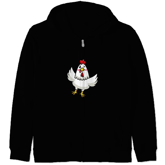 Chicken Emoticon Farmer Chicken Lover Men Women Teens Kids Zip Hoodies