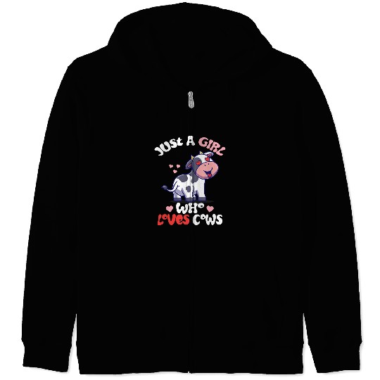 Just A Girl Who Loves Cows Cute Strawberry Cow Cowgirls Print 8 Zip Hoodies