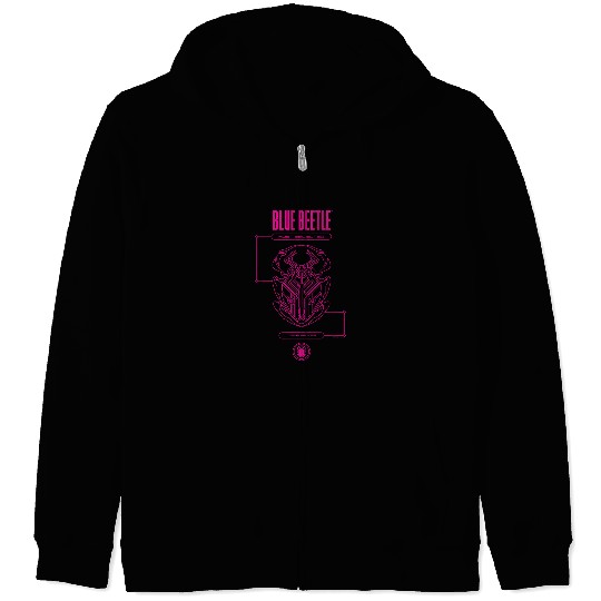 Blue Beetle Host Selected Jaime Reyes Neon Pink Outline Zip Hoodies