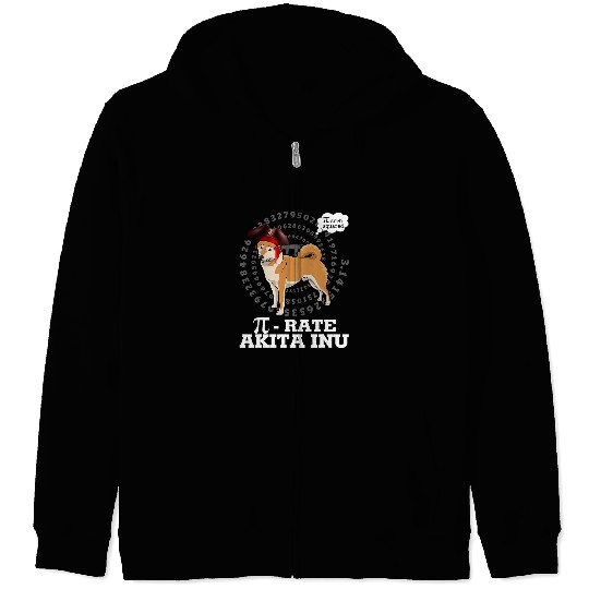 Akita Inu Dog Pirate Costume Pi Day Gift Zip Hoodies