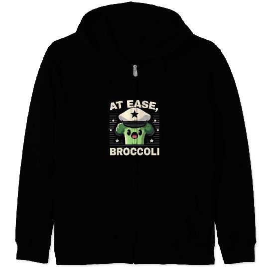 At Ease Broccoli Funny Graphic Tees 1 Zip Hoodies