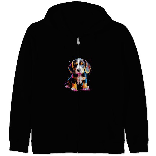 Beagle dog puppy puppy 1 Zip Hoodies