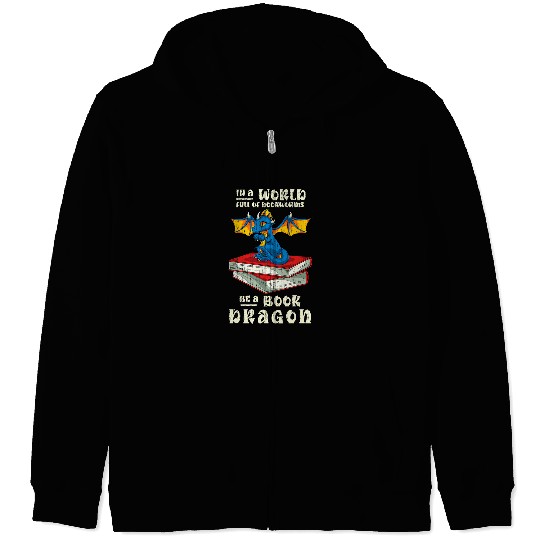 Funny Bookworm Book Nerd Reading Fantasy Animal Book Dragon Zip Hoodies