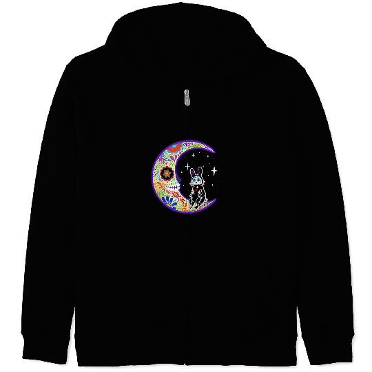 Skeletons Skulls Rabbit Dia de Los Muertos Skeletons Sugar Skull Zip Hoodies