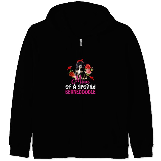 Mom Of A Spoiled Bernedoodle Cute Dog Bow Tie Flowers Zip Hoodies
