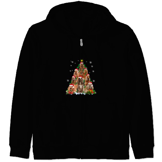 Dog Cocker Spaniel Funny Cocker Spaniel Dog Christmas Tree Cute Xmas Zip Hoodies