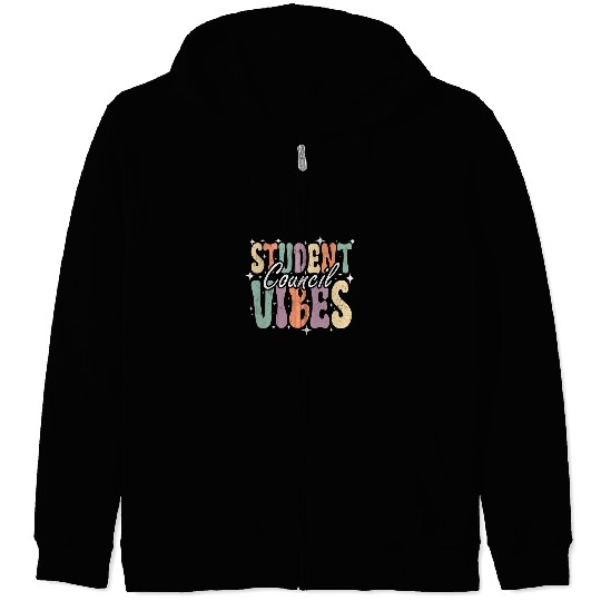 Student Council Vibes Groovy School Student Council Zip Hoodies