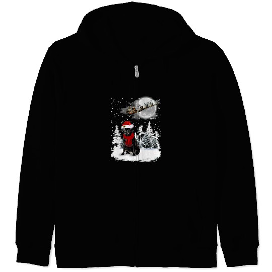 Pug Lover Under Moonlight Snow Christmas Pajama 324 Pugs Dog Zip Hoodies