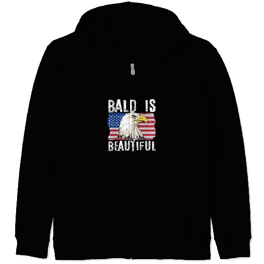 Bald Is Beautiful 4th of July Independence Day Bald Eagle Zip Hoodies