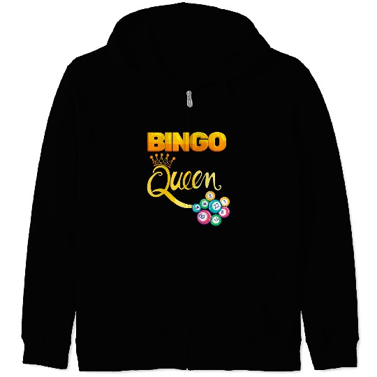 Bingo Queen Funny Bingo Player Mom Grandma Girls Women Gift Zip Hoodies