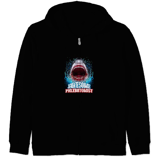 Jawesome Phlebotomist Laboratory Lab Tech Great White Shark Zip Hoodies