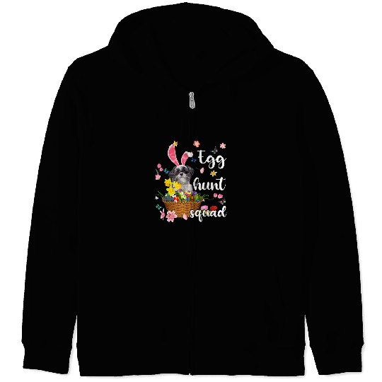 Lhasa Apso Happy Easter Day Easter Colorful Egg Hunt Zip Hoodies