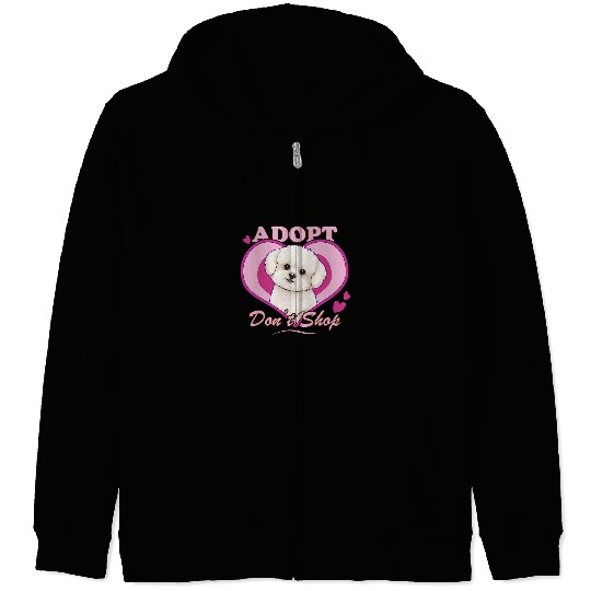 Adopt Dont Shop Bichon Frise Dog Rescue Adoption Zip Hoodies
