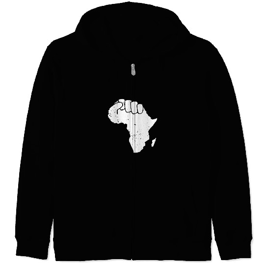 Africa Map African American Melanin Black History Juneteenth Zip Hoodies