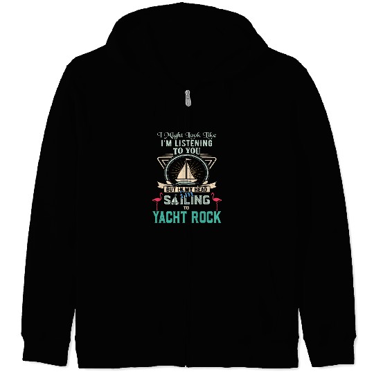 Funny Retro Sailing Yacht Rock Flamingo Distressed Design Zip Hoodies