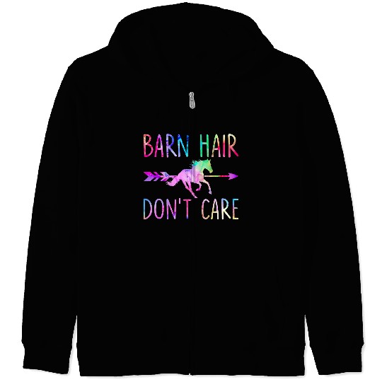 BARN HAIR DONT CARE Funny Equestrian Horse Rider Saying Zip Hoodies