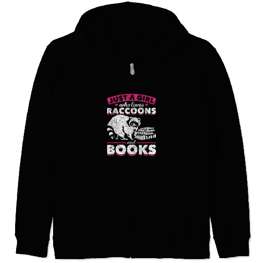 Book Lover Girls Racoon Trash Panda Animal Librarian Reading Zip Hoodies