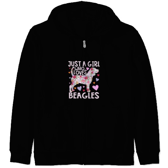 Beagle Just A Girl Who Loves Beagless Dog Flower Floral Zip Hoodies