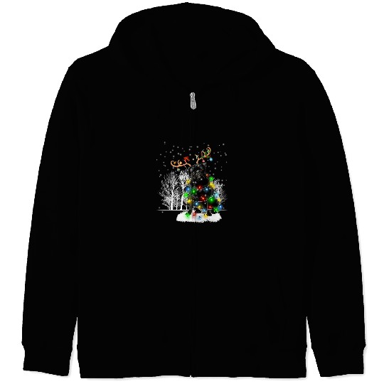 Pug Lover Black Snow Reindeer Santa Hat Christmas Light Xmas473 Pugs Dog Zip Hoodies