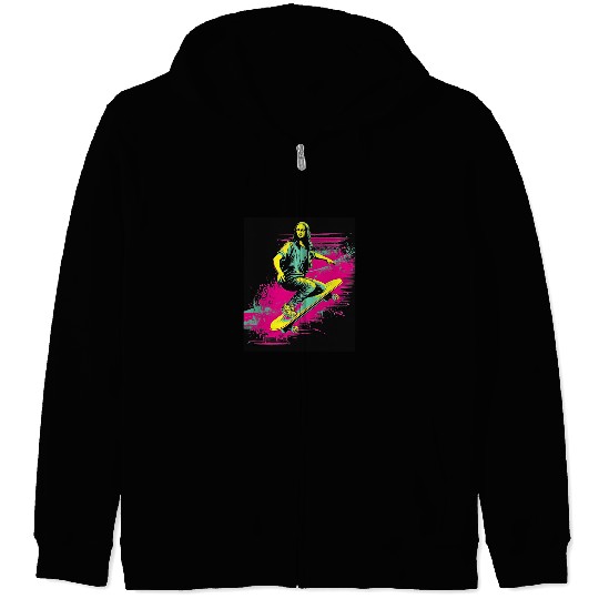 Funny Mona Lisa Skateboarding Cool Retro Y2K EDM 1 Zip Hoodies