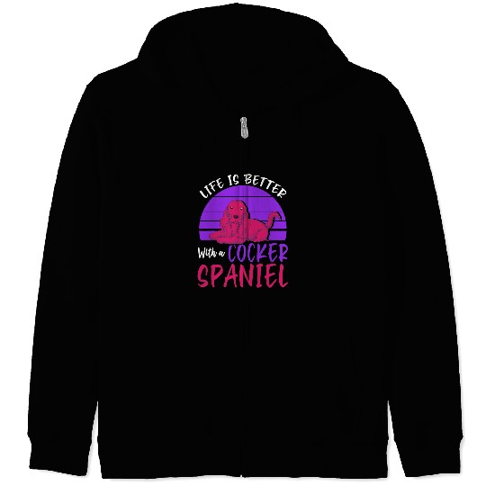 Dog Cocker Spaniel Funny Dog Lover Dog Owner Pet Owner Retro Cocker Spaniel Zip Hoodies