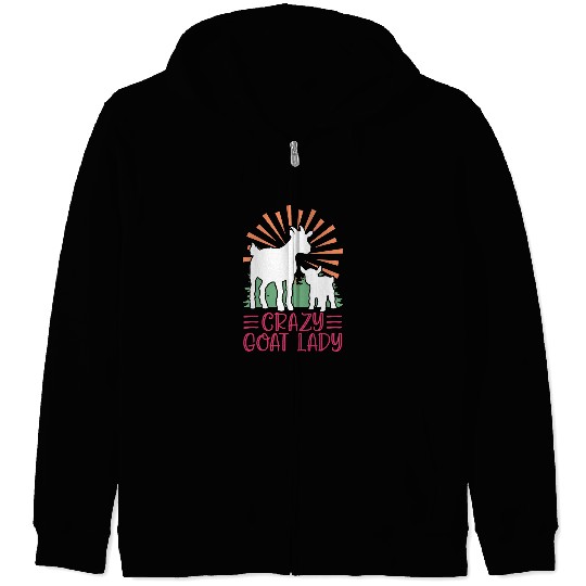Goats Lover crazys Goats Lady Farm Animal Lover Women Girls Goat Zip Hoodies