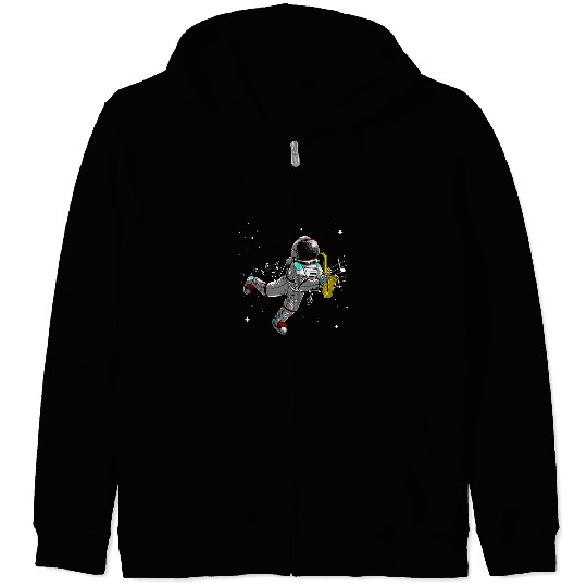 Funny Saxophone Astronauts Cool Saxophone For Men Women Astronaut Jazz Musician Players Zip Hoodies