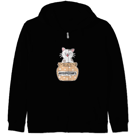 Cat Lover In Pill Jar Design Perfect For Cat Mom Cat Owner Zip Hoodies