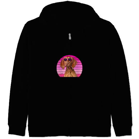 Dog Vizsla For Girls Women Retro Hungarian Vizsla Lover Girl Zip Hoodies