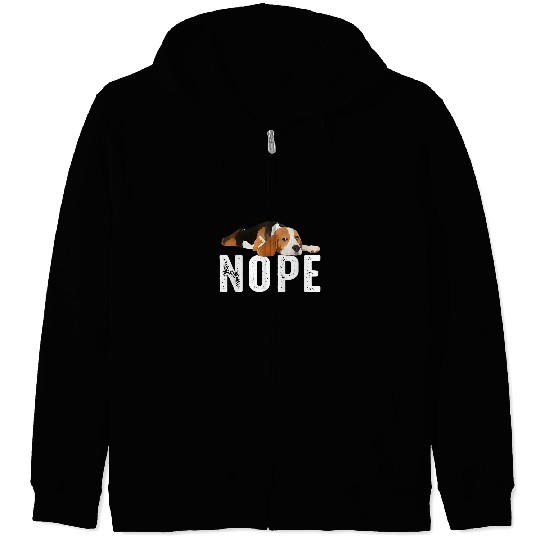 Comedy Beagle Nope Cute Dog Beagless Meme Gift For Lover Zip Hoodies