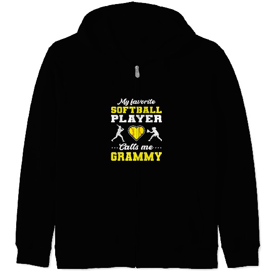 Softball Gift My Favorite Softball Player Calls Me Grammy Mothers Day Zip Hoodies