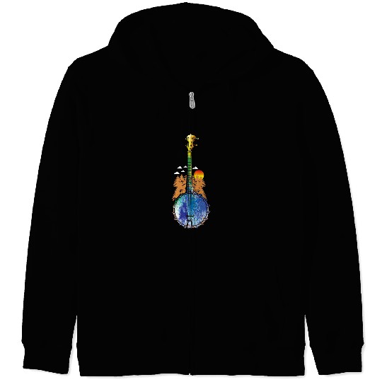 Funny Banjo Gifts For Bluegrass Lovers Kentucky Banjo Men Women Mandolin 2 9 Zip Hoodies