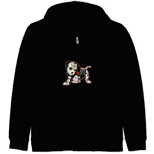 Boxer Pet dia de los muertos day of the Deads Dog sugar skull Zip Hoodies