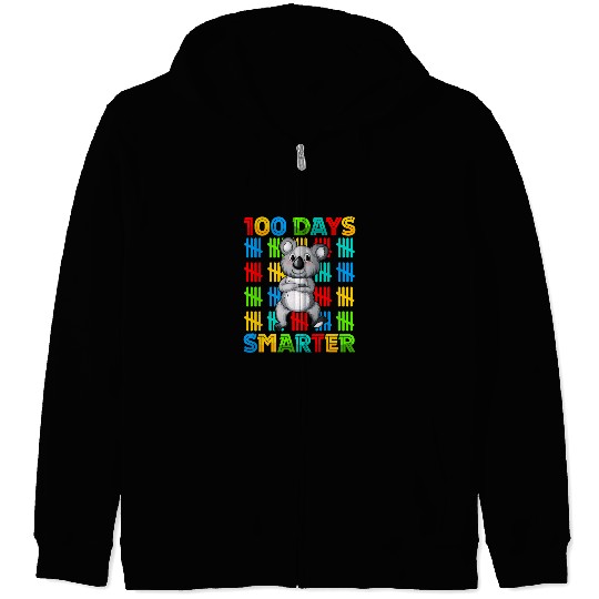Funny Bear 100 Days Smarter Koala Bear Lovers Happy 100th Day Of School Cute Bears Zip Hoodies