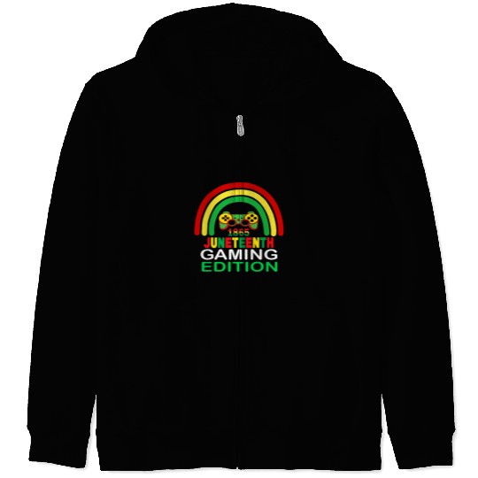 Black History Rainbow Juneteenth 1865 Gamer Gifts Zip Hoodies