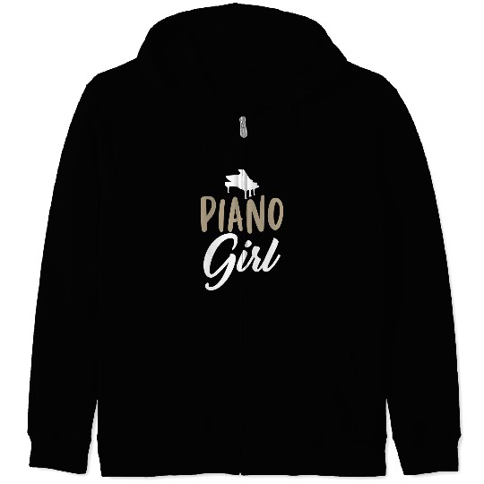 Funny Piano Music Girl Typography Graphic Tee for Pianists Girls Zip Hoodies