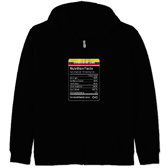 Colombian Dad Nutrition Facts Fathers Zip Hoodies
