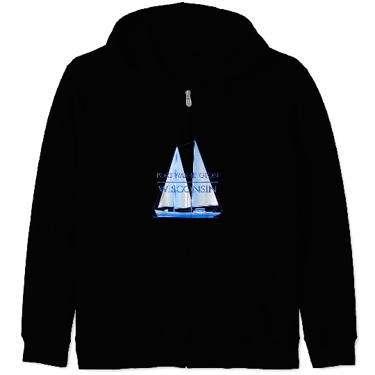 Port Washington Wisconsin Coastal Nautical Sailing Sailor Zip Hoodies