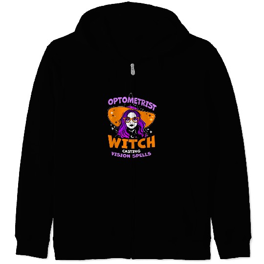 Halloween Optometry Glasses Witch Eye Optician Doctor Womans Zip Hoodies