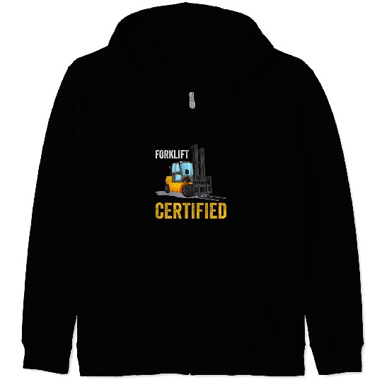 Forklift Certified Funny Retro Forklift Operator Approved 1 Zip Hoodies