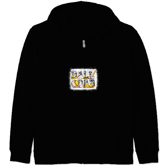 Sport Baseball Ball Dad Softball Dad Baseball Dad Game Day Fathers Day 1 Zip Hoodies