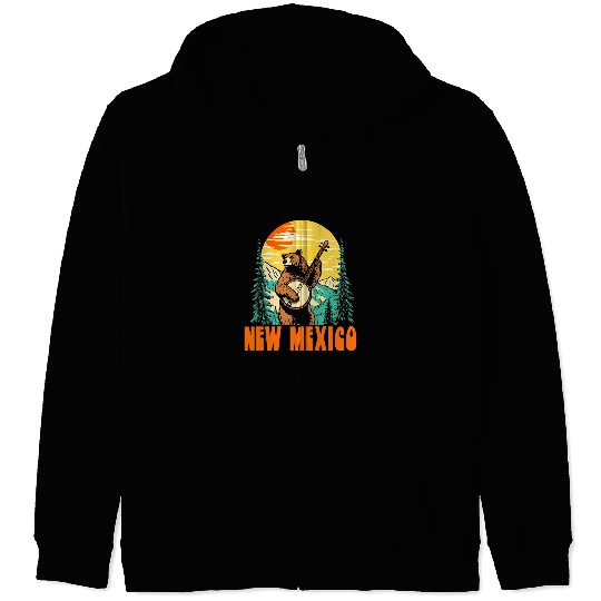 Funny Banjo New Mexico Banjo Picking Bear Outdoor Music Lover Zip Hoodies
