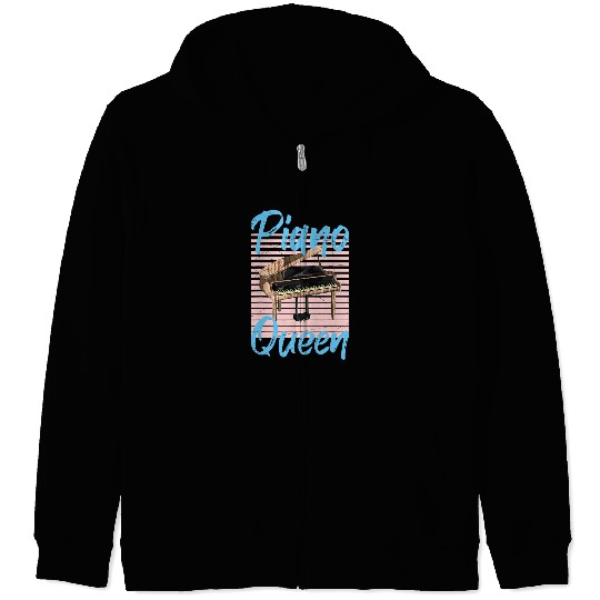 Funny Piano Music Pianist Girls Women Orchestra Classical Music Piano Queen Zip Hoodies